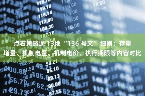 点石策略通 13地 “136 号文” 细则：存量增量、机制电量、机制电价、执行期限等内容对比